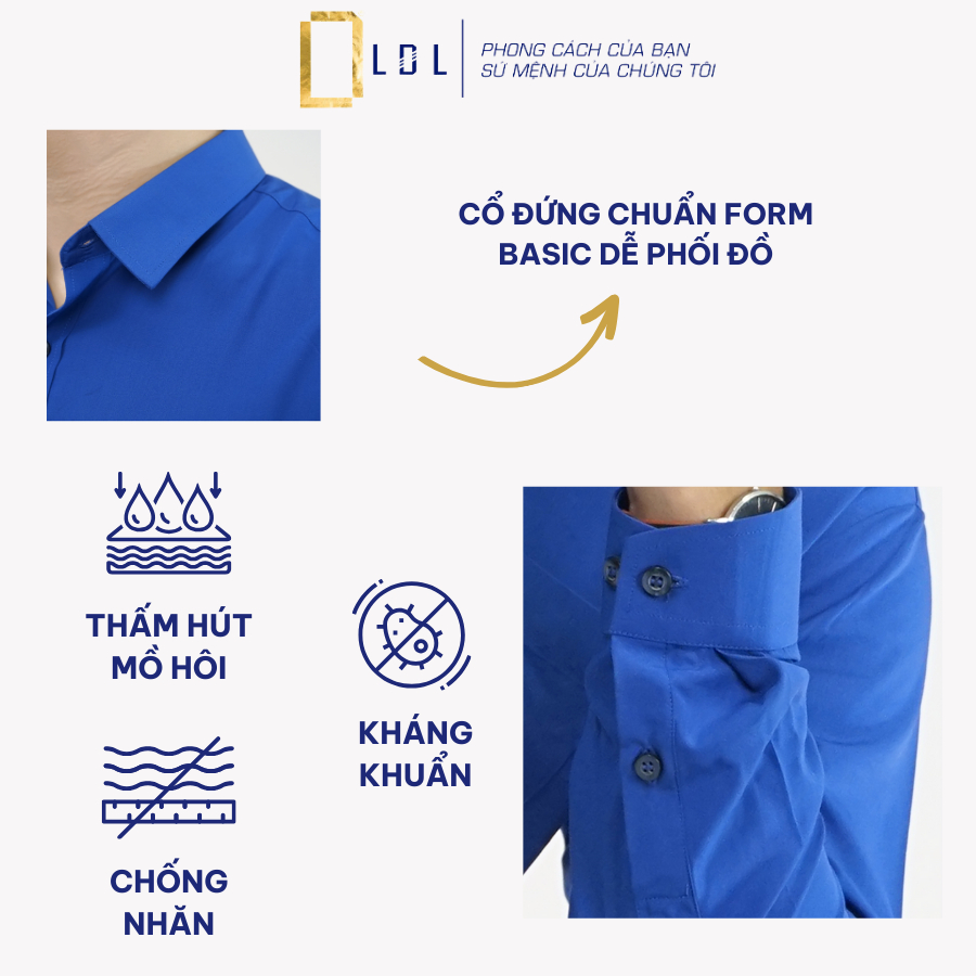 Áo Sơ Mi Dài Tay Trơn Có Túi Chất Liệu BAMBOO - Thấm Hút Mồ Hôi, Chống Nhăn Nhàu Thương Hiệu LDL