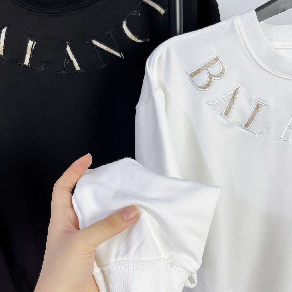 Áo sweater, áo nỉ dài tay thêu chữ BALANCE, đồ thu đông nam nữ form rộng chất liệu vải nỉ dày dặn giữ ấm tốt