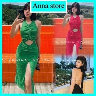 Đầm yếm xẻ trước khoét eo nhún ngực sexy  thích hợp đi biển ,du lịch, party M026