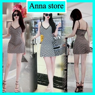 Đầm body xòe  2 dây sexy in họa tiết Dự Tiệc Nữ, Váy Hở Lưng Dáng Ngắn Chất Liệu Mềm, Dày Dặn, Hút Mồ Hôi M1002