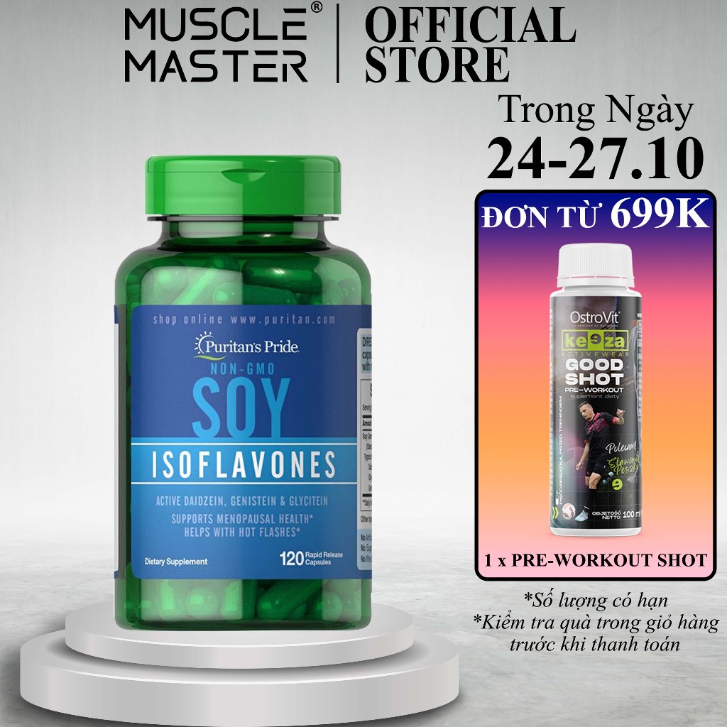 Viên Mầm Đậu Nành Làm Đẹp và Bổ Sung Estrogen Nội Tiết Nữ Puritan's Pride Soy Isoflavones 750mg 120 Viên