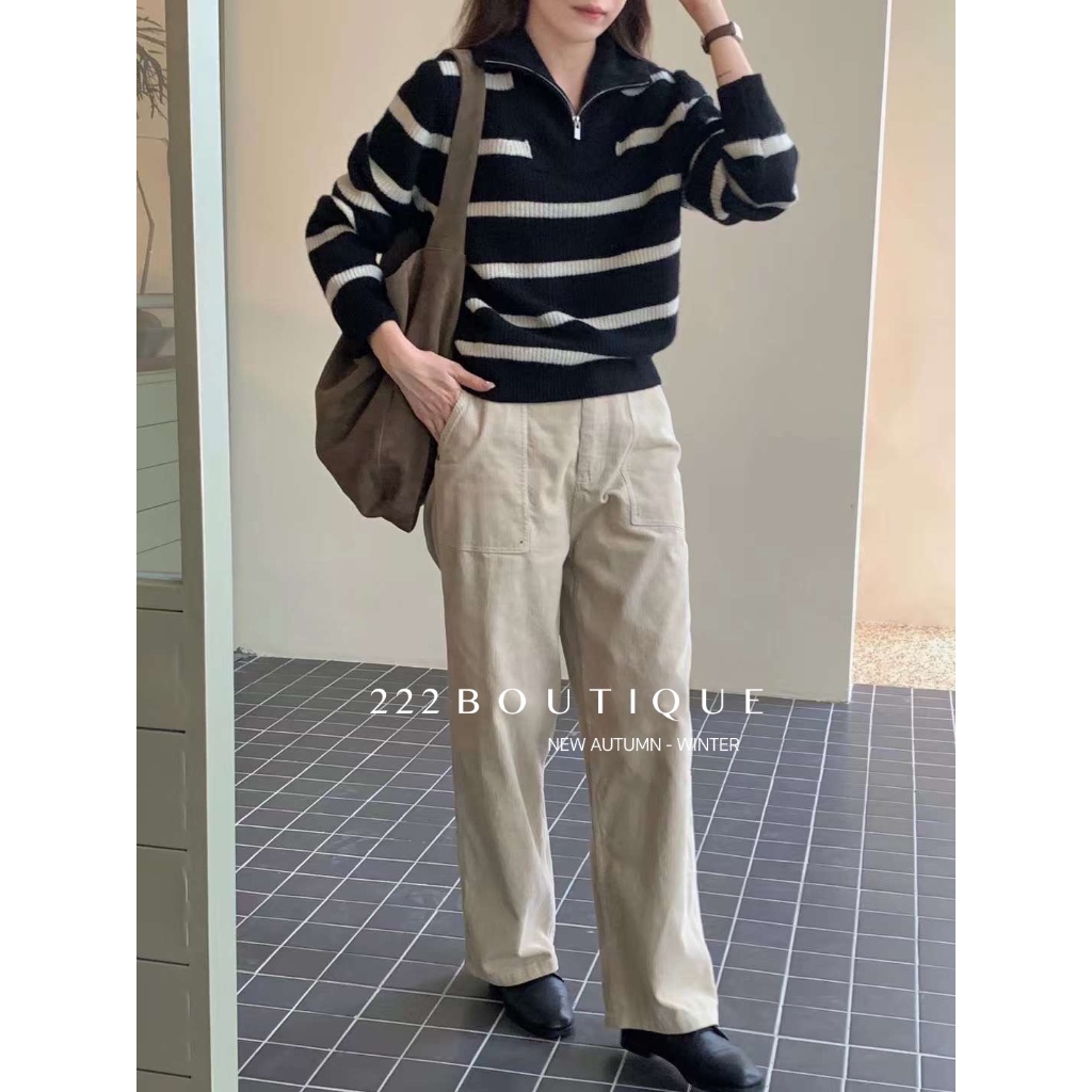 Áo len kẻ ngang Feiding Y6855