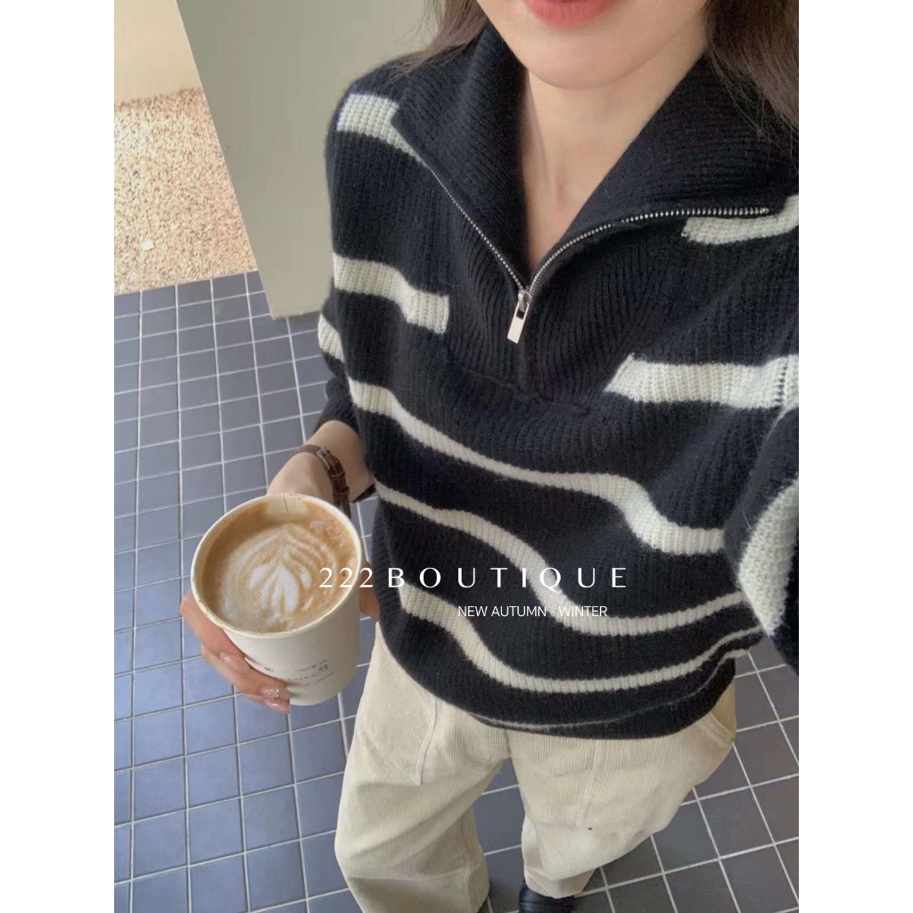 Áo len kẻ ngang Feiding Y6855