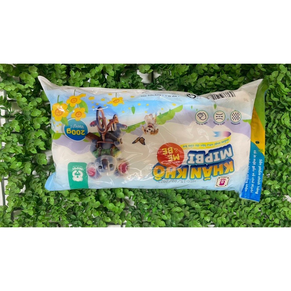 Khăn giấy khô đa Khăn khô Mipbi 200gr SIÊU MỀM an toàn cho trẻ sơ sinh 💖FRESHIP💖