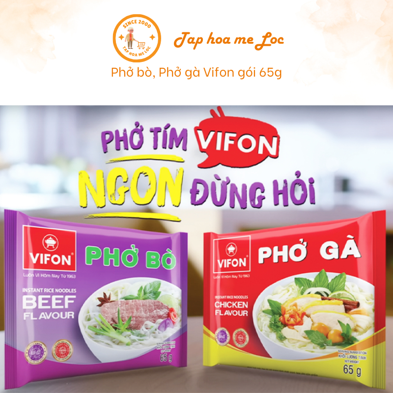 [Free ship] Phở bò, Phở Gà Vifon gói 65g thương hiệu Phở Việt