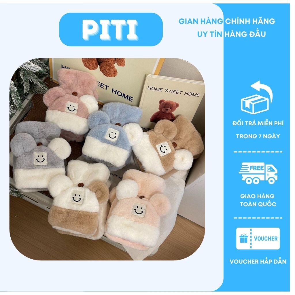 Găng tay mùa đông PITI giữ ấm thời trang bao tay hình thú và hình mặt cười dễ thương cute nam nữ