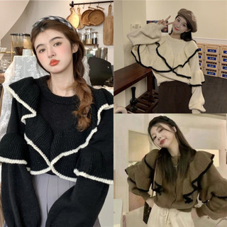  Áo cardigan nữ croptop A.547 Áo khoác dáng ngắn tay bồng vạt vai bèo ngực và tay phong cách Hàn Quốc - Shop Chấm Bi 