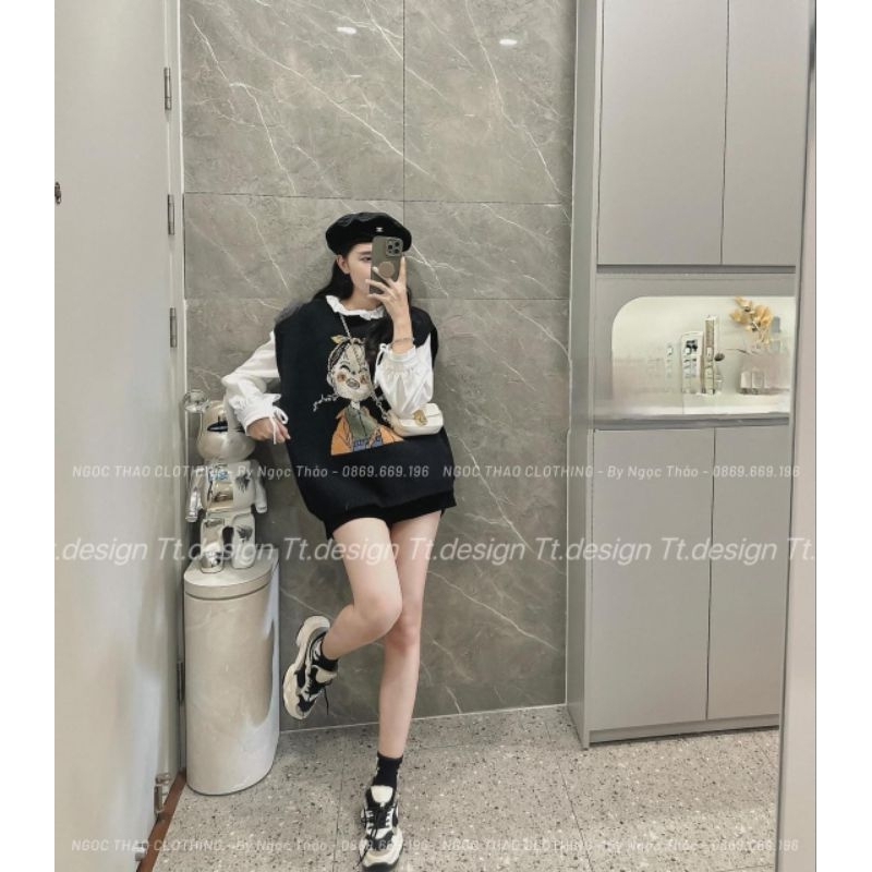 Áo len gile hoạt hình hàng QC