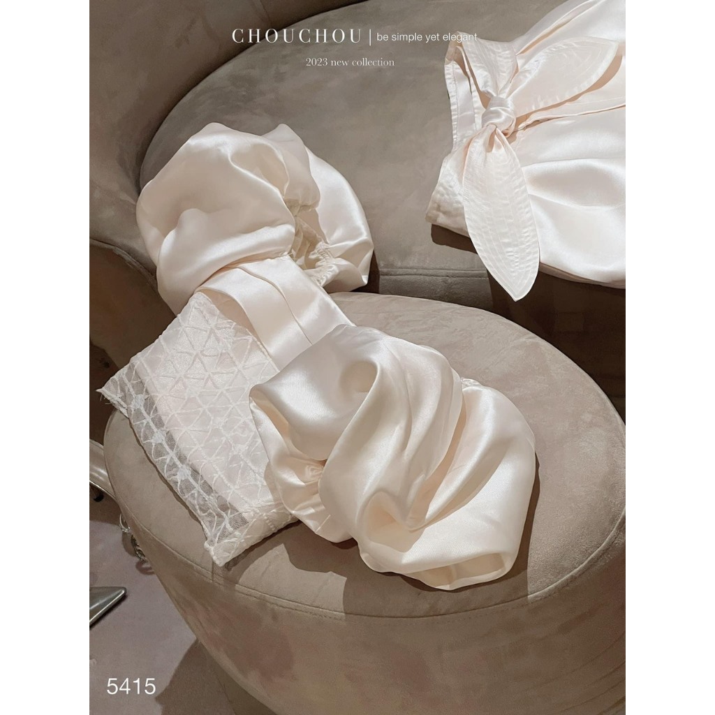 Sét áo phối ren kem quần phối nơ tôn dáng sang chảnh