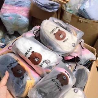 SET 10 ĐÔI TẤT GẤU BROWN ( KÈM TÚI ĐỰNG)