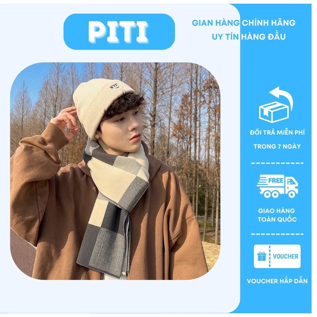 Khăn choàng cổ nam nữ PITI thời trang giữ nhiệt giữ ấm siêu tốt khăn len quàng cổ phong cách thời trang cao cấp