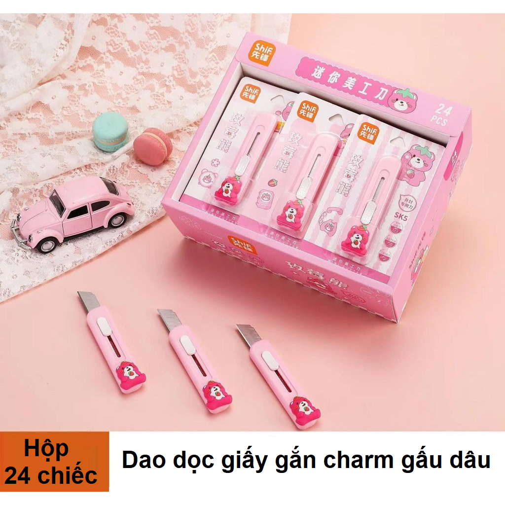Dao rọc giấy hình gấu dâu dễ thương xinh xỉu