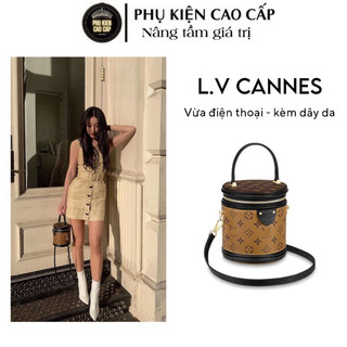 Túi xách cao cấp - L’V CANNES cốp trụ sang chảnh kèm dây đeo chéo.