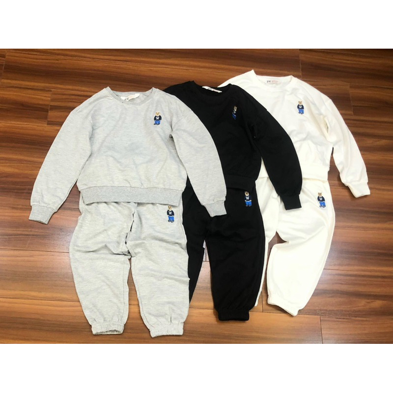 Bộ nỉ da cá mỏng bé trai thêu gấu sz đại ;20-55kg