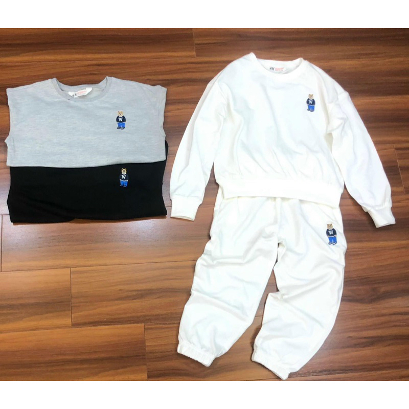 Bộ nỉ da cá mỏng bé trai thêu gấu sz đại ;20-55kg