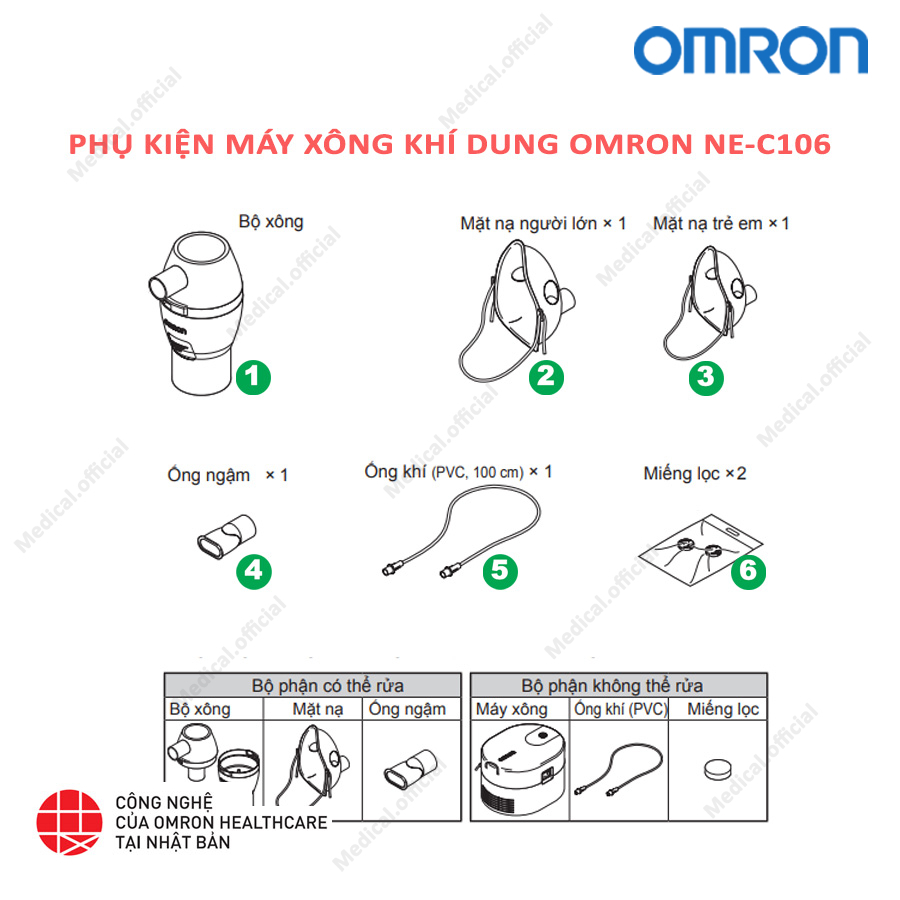 Phụ kiện máy xông OMRON NE-C106 - Chính hãng OMRON