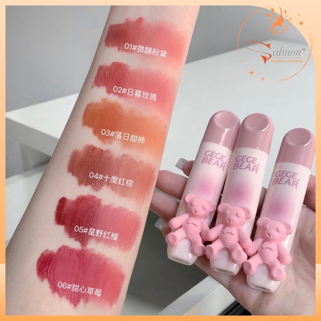 Son Kem Nhung Lì Gấu Hồng Mẫu Mới GEGE BEAR GX1079 Tender Lip Glaze Mềm Mướt, Lâu Trôi, Nội Địa Trung - Salmon Shop