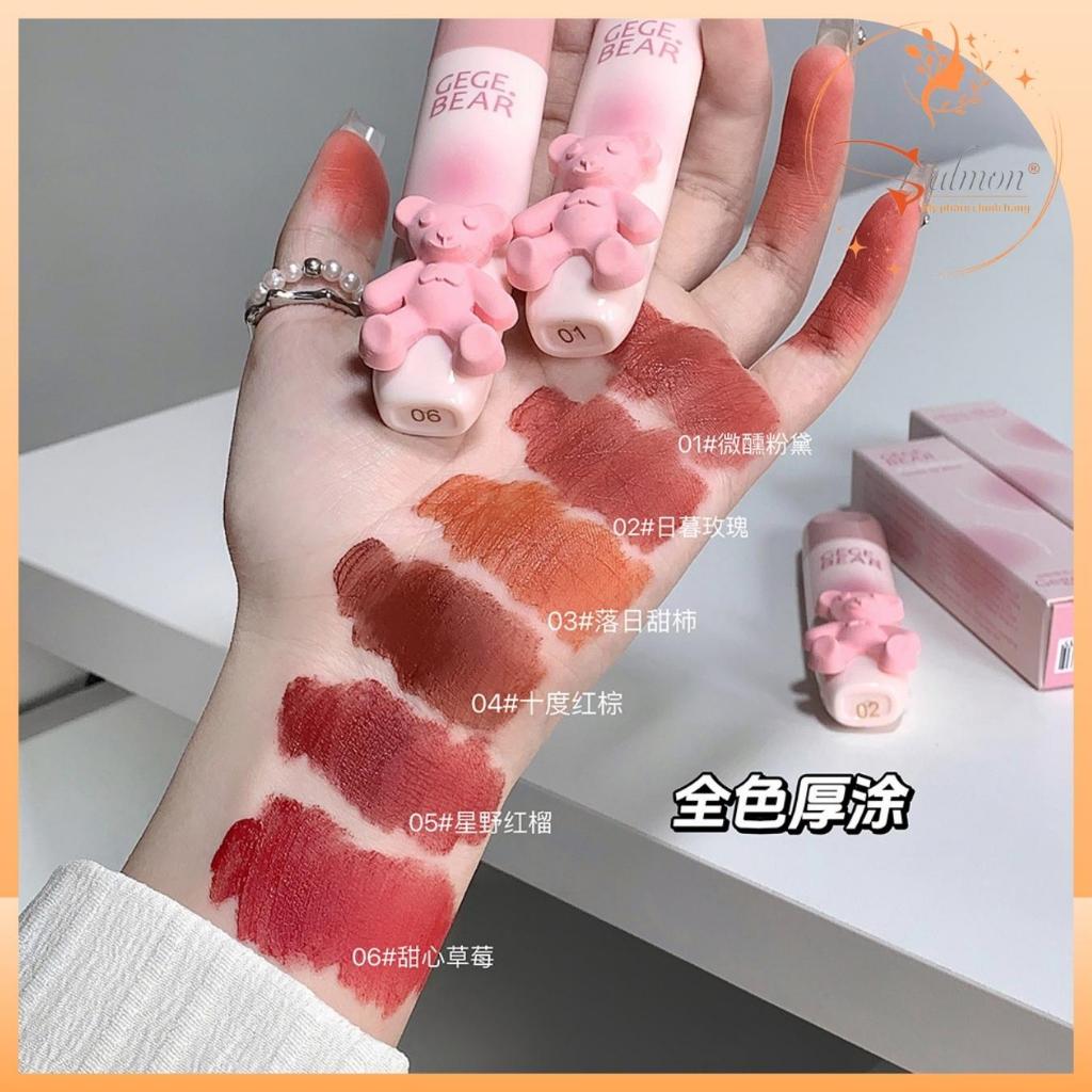 Son Kem Nhung Lì Gấu Hồng Mẫu Mới GEGE BEAR GX1079 Tender Lip Glaze Mềm Mướt, Lâu Trôi, Nội Địa Trung - Salmon Shop