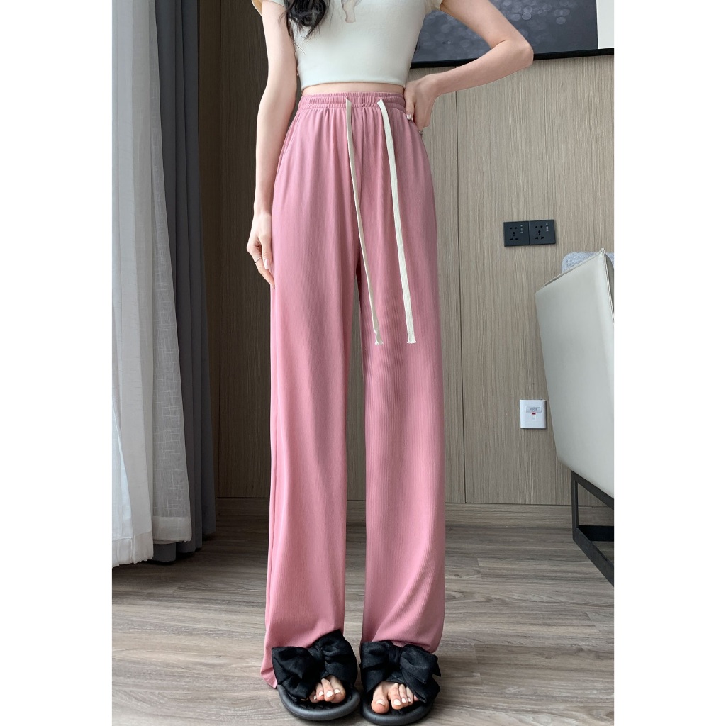 LQ003 Quần ống rộng Nữ, quần thun tăm lạnh ông suông cạp cao phong cachs trẻ trung khỏe mạnh.