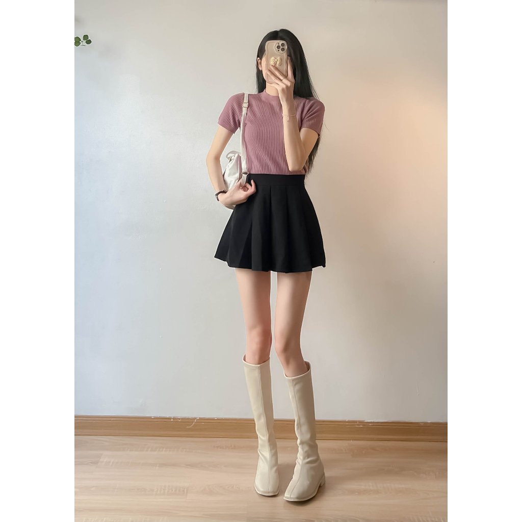 Áo len gân cộc tay cổ tròn nhiều màu thời trang - Retrostyle - Aolencoctay3029_P0K45
