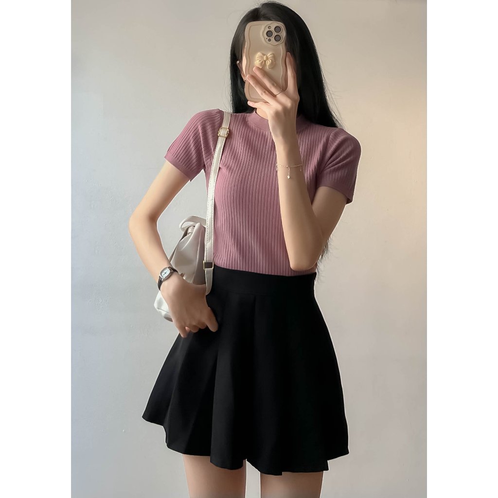 Áo len gân cộc tay cổ tròn nhiều màu thời trang - Retrostyle - Aolencoctay3029_P0K45