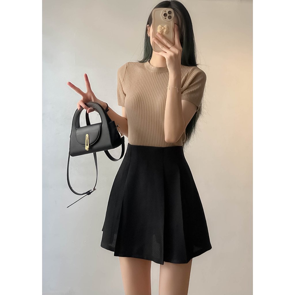 Áo len gân cộc tay cổ tròn nhiều màu thời trang - Retrostyle - Aolencoctay3029_P0K45