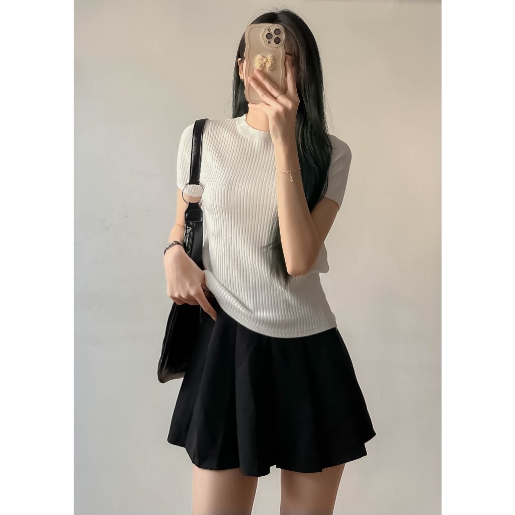Áo len gân cộc tay cổ tròn nhiều màu thời trang - Retrostyle - Aolencoctay3029_P0K45