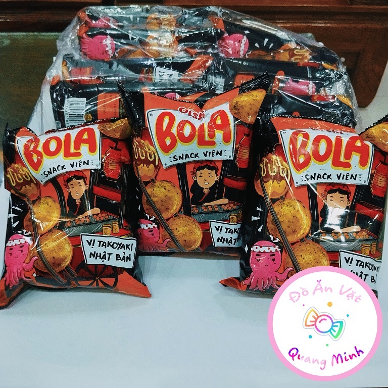 Bim bim Oishi Snack viên Bola vị Takoyaki Nhật Bản gói lớn 32 g giòn cay thơm ngon, đồ ăn vặt hot nhất