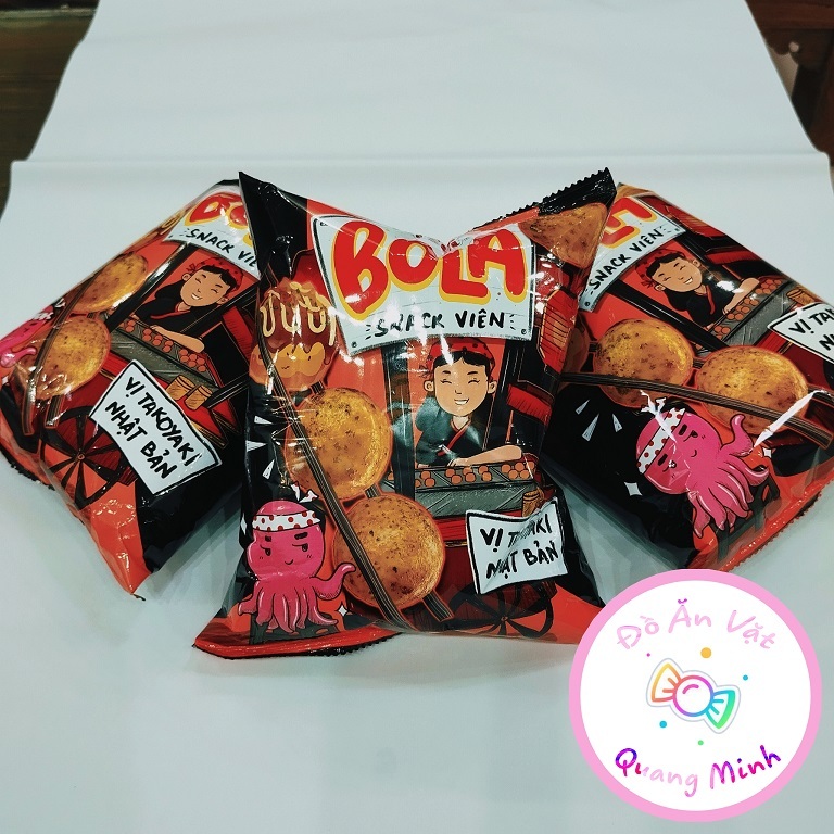 Bim bim Oishi Snack viên Bola vị Takoyaki Nhật Bản gói lớn 32 g giòn cay thơm ngon, đồ ăn vặt hot nhất