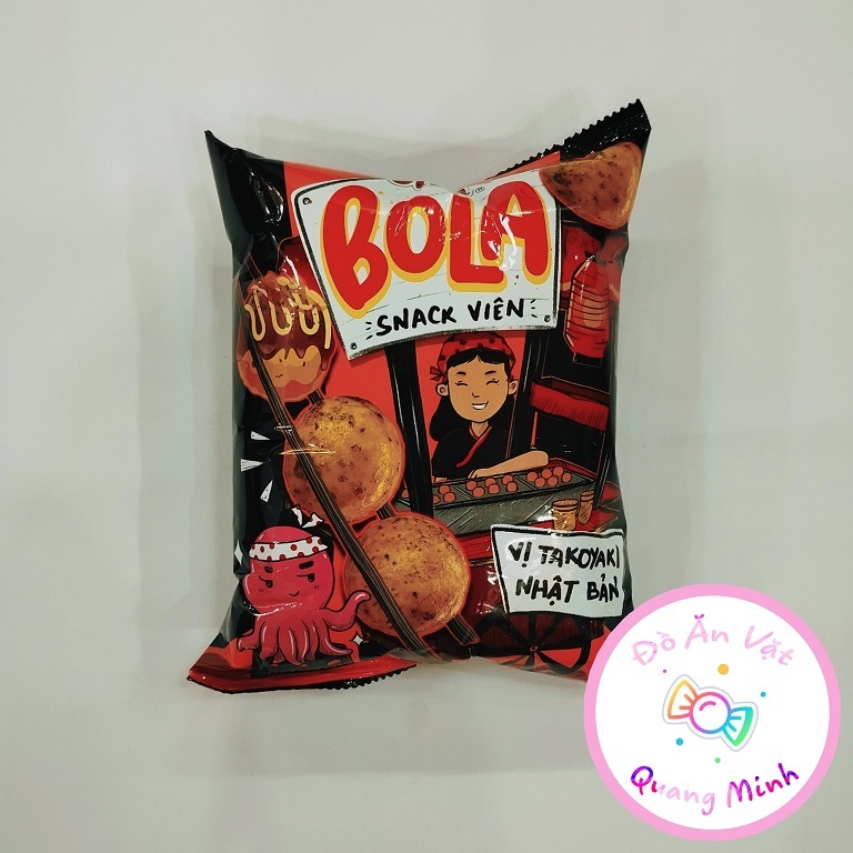Bim bim Oishi Snack viên Bola vị Takoyaki Nhật Bản gói lớn 32 g giòn cay thơm ngon, đồ ăn vặt hot nhất