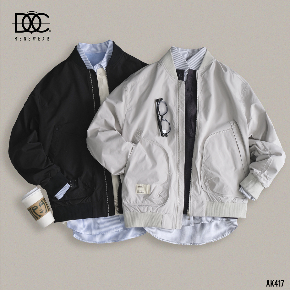 Áo khoác gió nam 2 mặt Độc menswear dệt bo tay và gấu áo cản gió, giữ ấm tốt hạn chế thấm nước - AK417