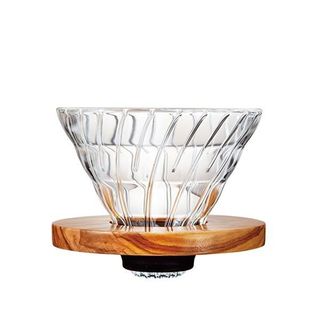 Phễu lọc hario v60 thủy tinh đế gỗ olive vdg-02-ov