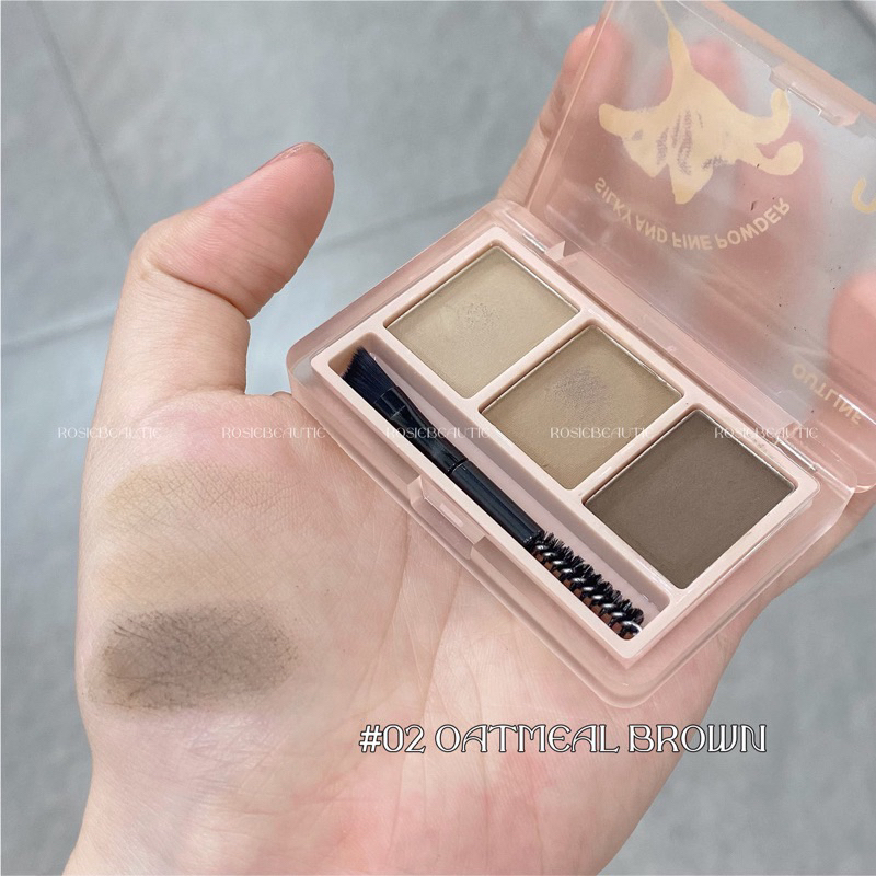 Bột Kẻ Chân Mày 3 Ô NOVO Kèm Cọ Vẽ 2 Đầu