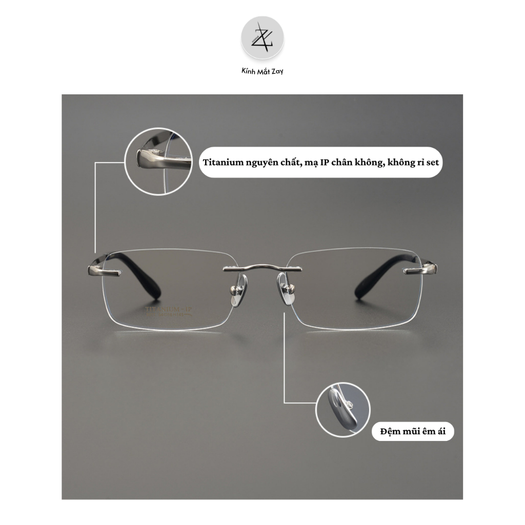 Gọng kính khoan nam nữ titanium 9011 phong cách thời trang cao cấp