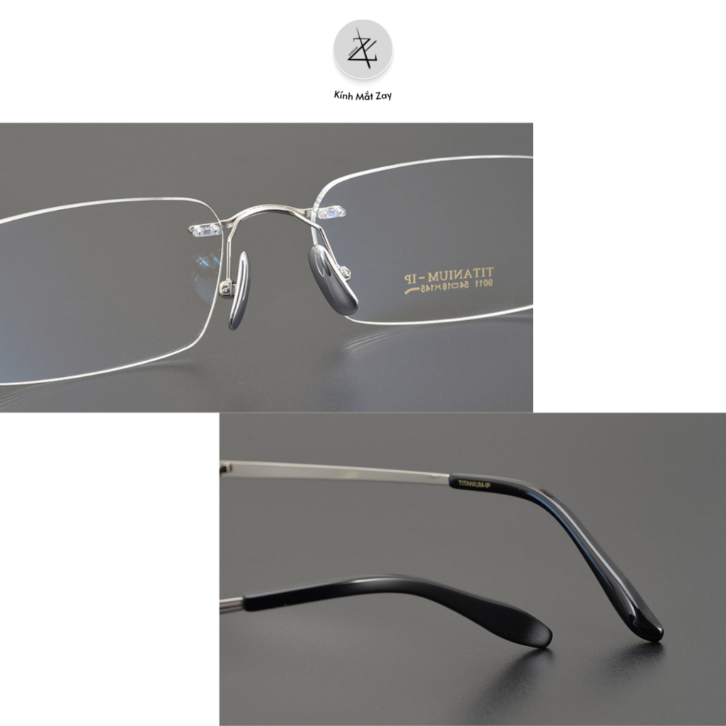 Gọng kính khoan nam nữ titanium 9011 phong cách thời trang cao cấp