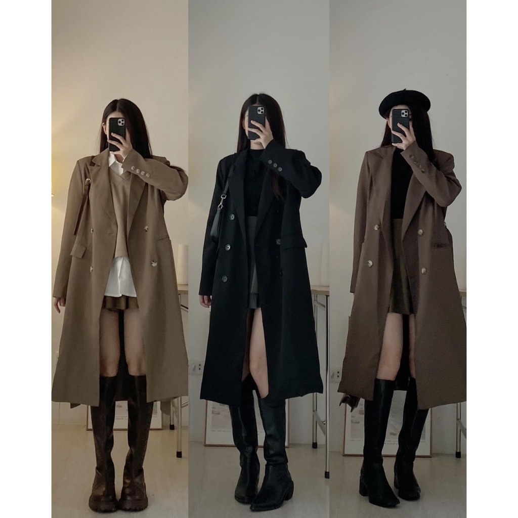 Áo vest dáng dài kèm đai buộc eo phong cách Hàn Quốc Maia 1267