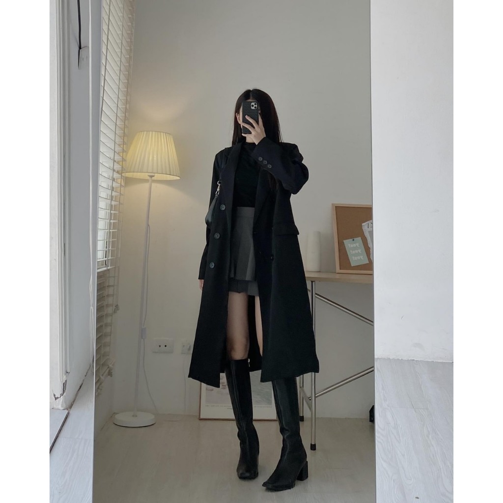 Áo vest dáng dài kèm đai buộc eo phong cách Hàn Quốc Maia 1267