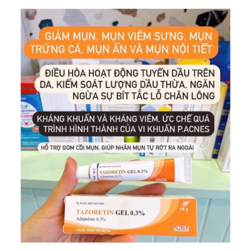 Chấm mụn TA DÔ da liễu kê đơn 0.1 0.3 C Gel MỤN ẨN, MỤN LI TI SƯNG VIÊM...
