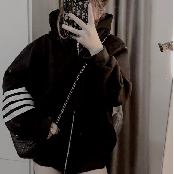 Áo Khoác Hoodie THOM 2 Lớp Khóa Kéo Dáng Rộng Nam Nữ , Áo Khoác THOM Nỉ Túi Thom 4 Vạch Ngang Tay M61