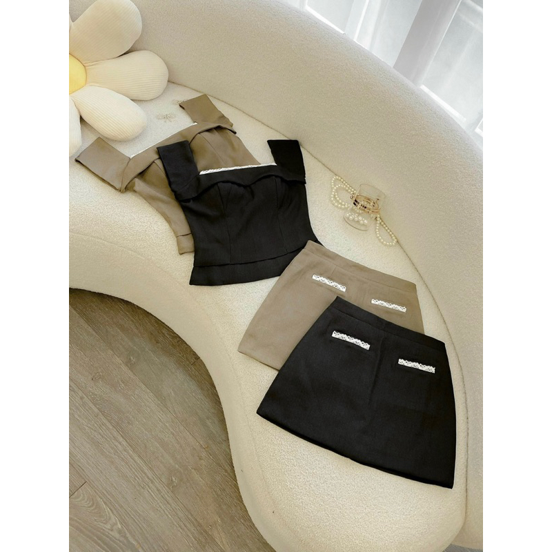 Set áo bẹt vai + chân váy