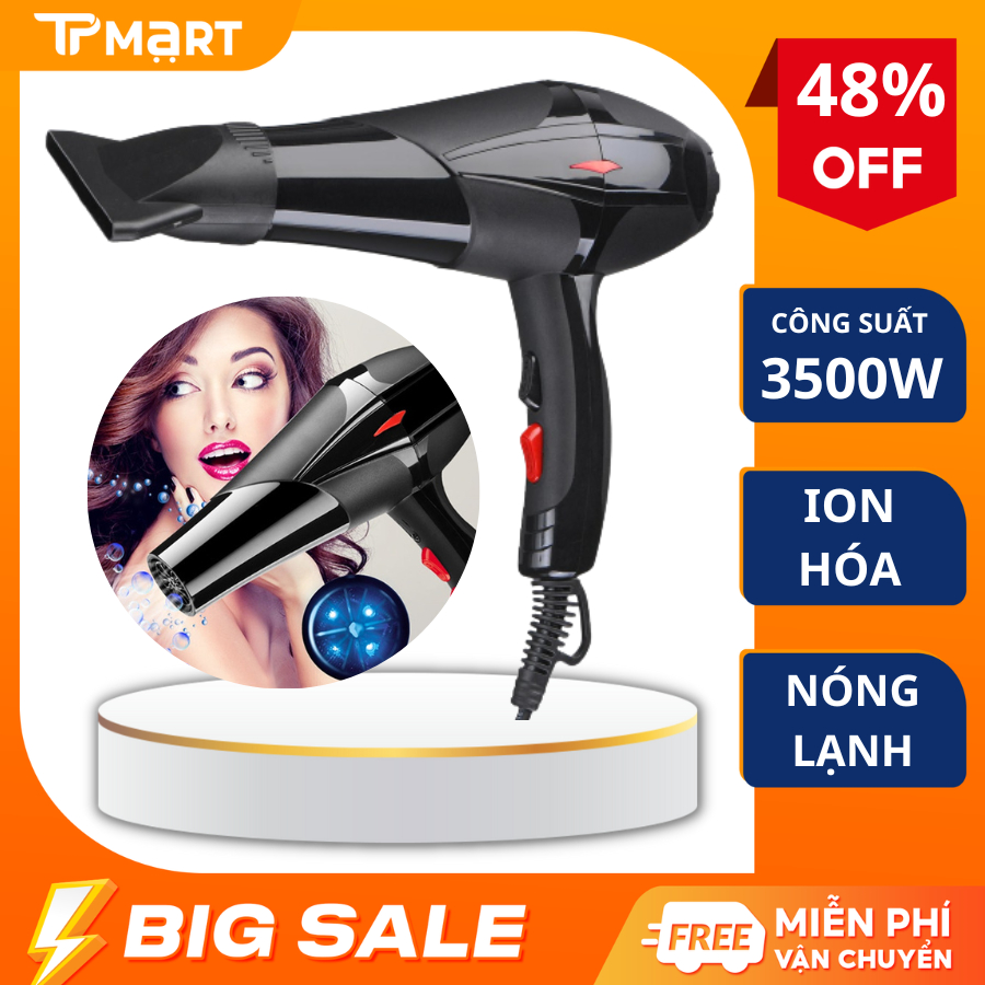 Máy sấy tóc 2 chiều nóng lạnh tặng kèm đầu tạo kiểu, Máy sấy tóc công suất lớn 3500W