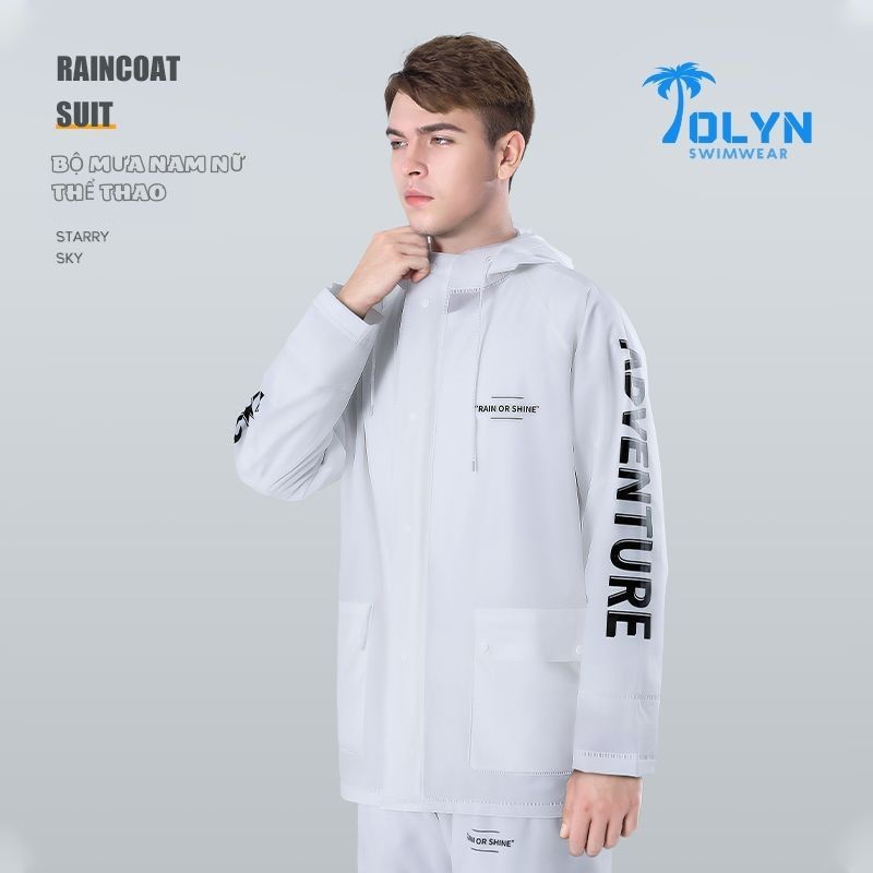 Áo mưa bộ người lớn nam nữ thể thao chống thấm nước TOLYN Bộ quần áo mưa cao cấp siêu nhẹ thời trang KP091