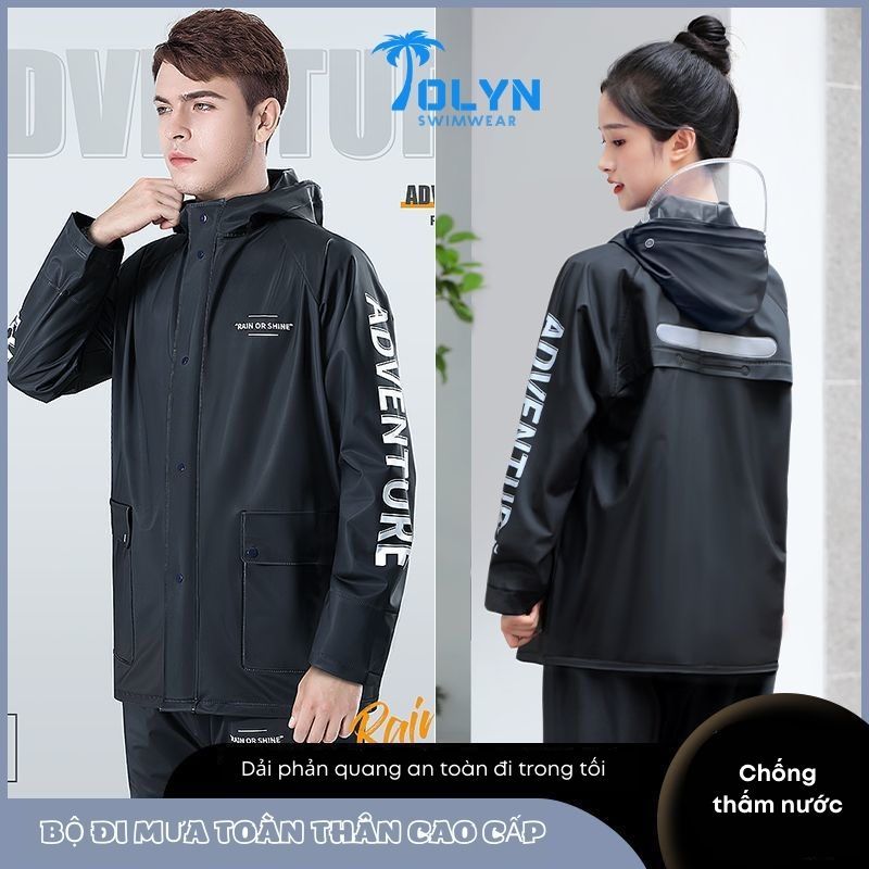 Áo mưa bộ người lớn nam nữ thể thao chống thấm nước TOLYN Bộ quần áo mưa cao cấp siêu nhẹ thời trang KP091