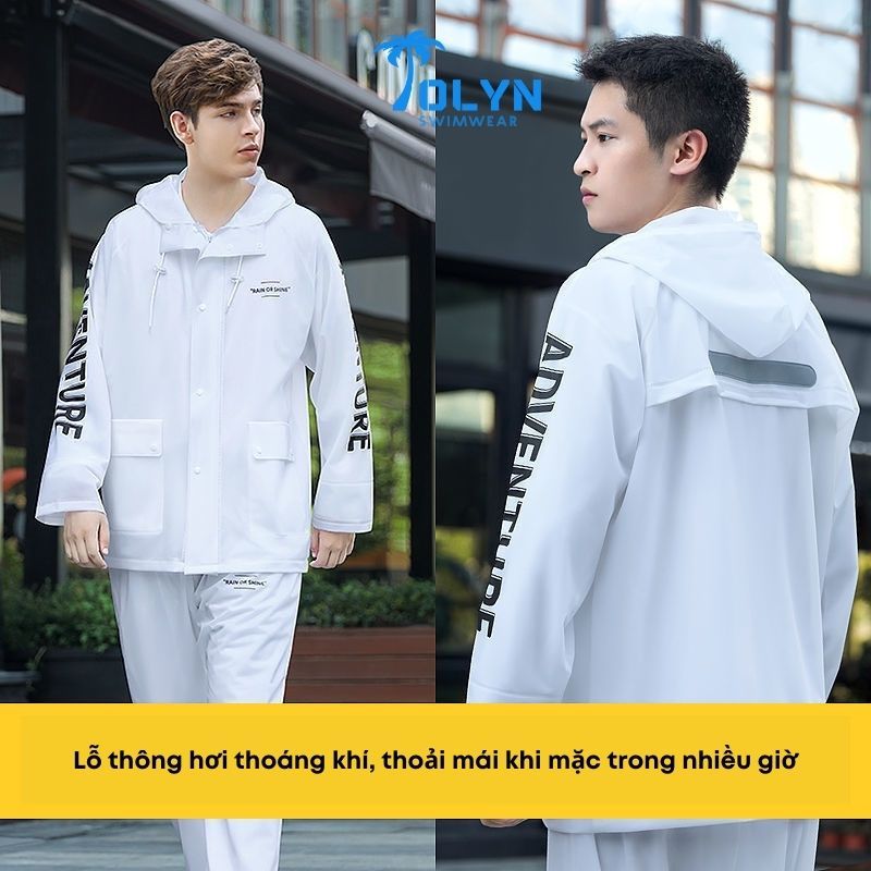 Áo mưa bộ người lớn nam nữ thể thao chống thấm nước TOLYN Bộ quần áo mưa cao cấp siêu nhẹ thời trang KP091