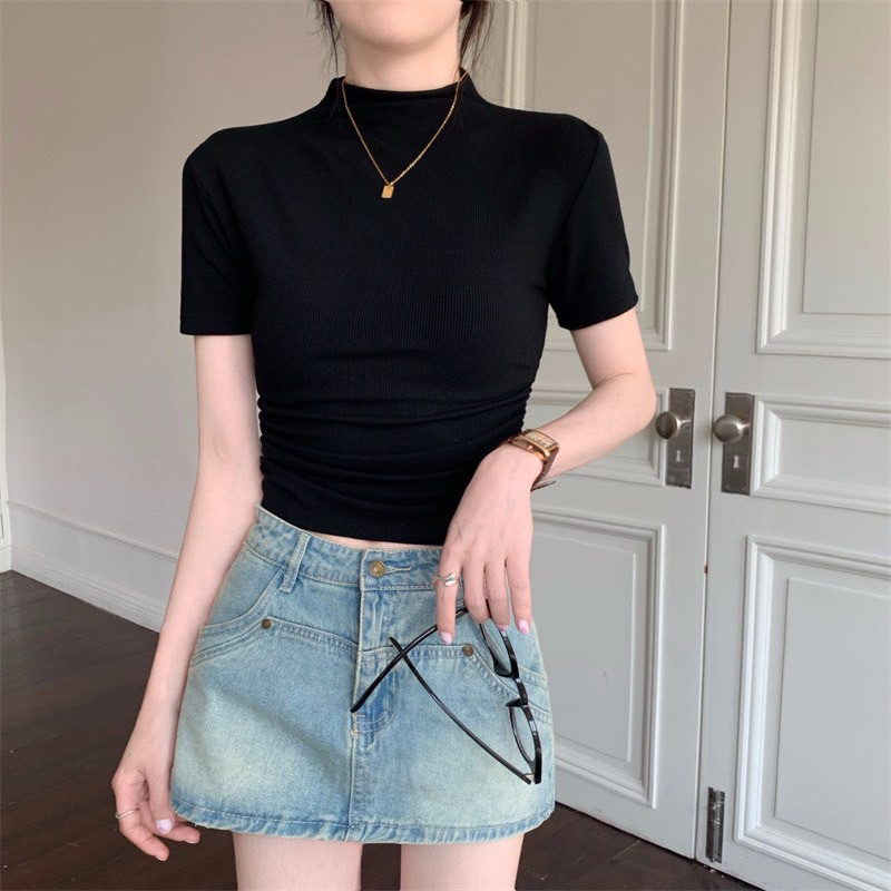 ÁO THUN CROPTOP CỔ LỌ GÂN TĂM LẠNH KHÔNG DÃO KHÔNG XÙ CỰC HOT LN113 | BigBuy360 - bigbuy360.vn