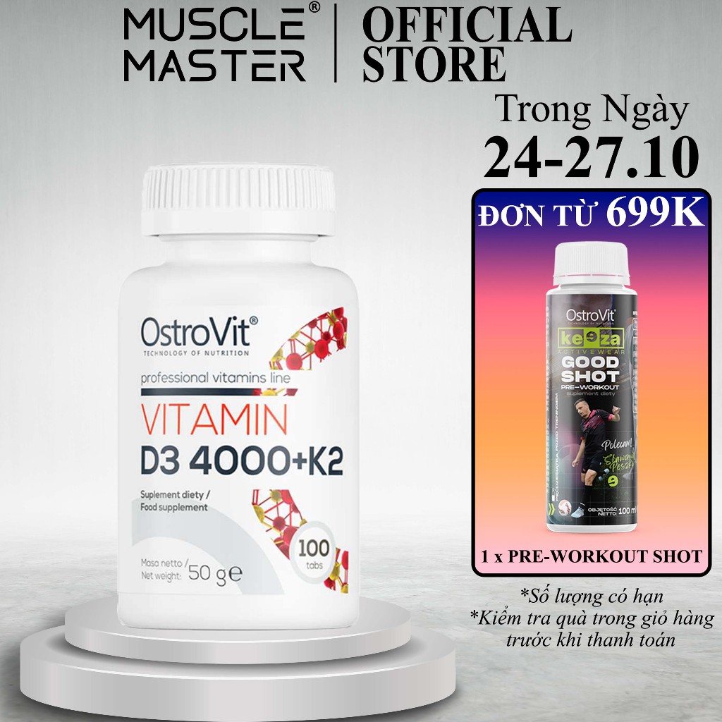 Thực Phẩm Bổ Sung Ostrovit Vitamin D3 4000 + K2 100 Viên
