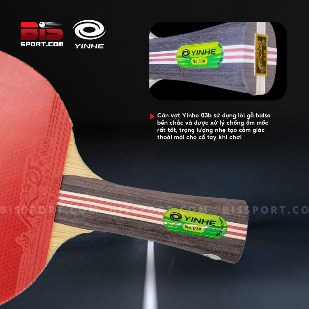 Vợt Bóng Bàn Dán Sẵn Cao Cấp Yinhe 03B Tặng Kèm Túi Vợt - Sử Dụng 2 Mặt Vợt Cao Cấp, Độ Nảy & Độ Xoáy Cực Tốt