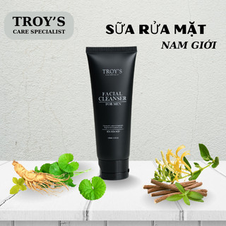 Sữa rửa mặt cho nam troy's - facial cleanser for man 100ml, làm sạch bui bẩn, bã nhờn, tế bào da chết, sáng da ngừa mụn