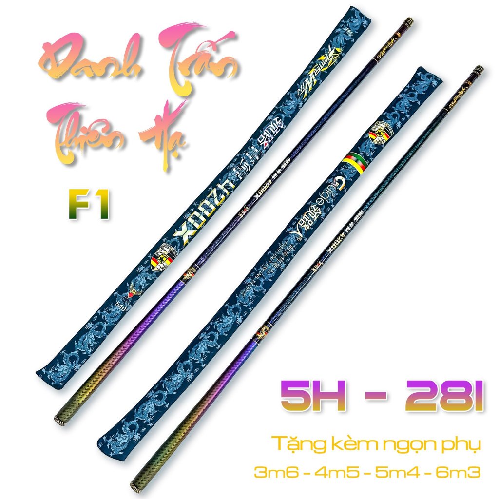 Cần câu tay Danh Chấn Thiên Hạ 5H - 28i, cần câu đơn câu đài danh chấn 5H, tặng kèm ngọn