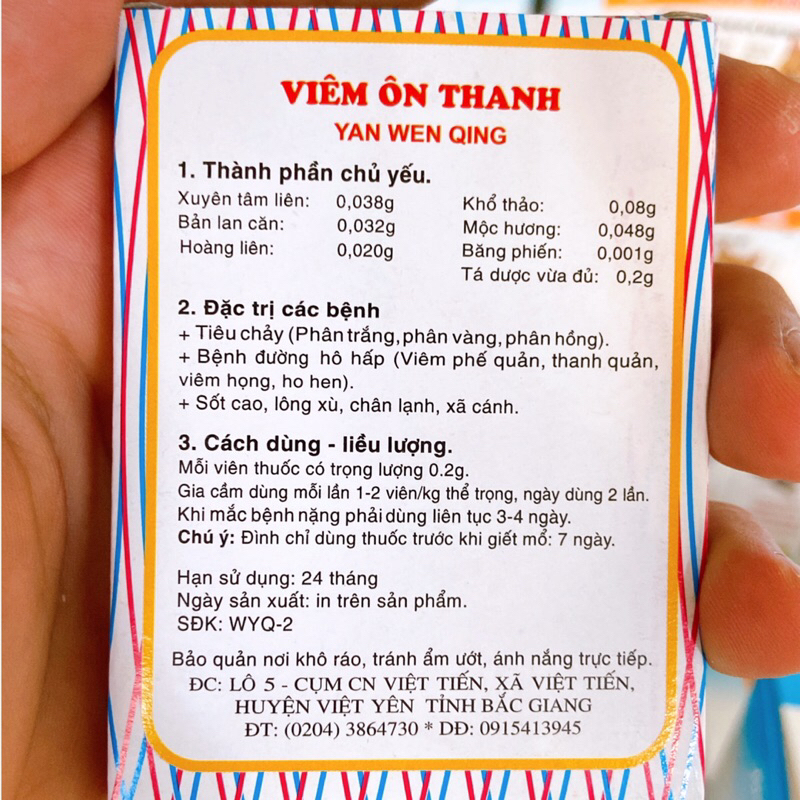 Viên Ôn Thanh vĩ 24 viên khò khè, tiêu chảy ở gà đá, chim cảnh